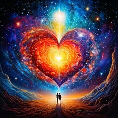 man and woman walk to the love space