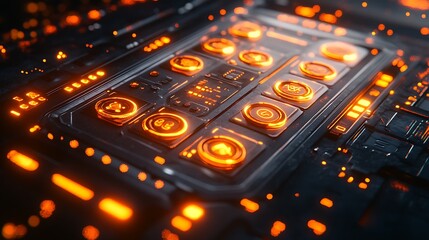 Obraz premium Interface futuristic control neon panel design high resolution hd image