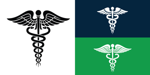 Medical sign, Medical symbol, Medical Snake Caduceus Logo, Caduceus sign, caduceus symbol, Snake medical icon.