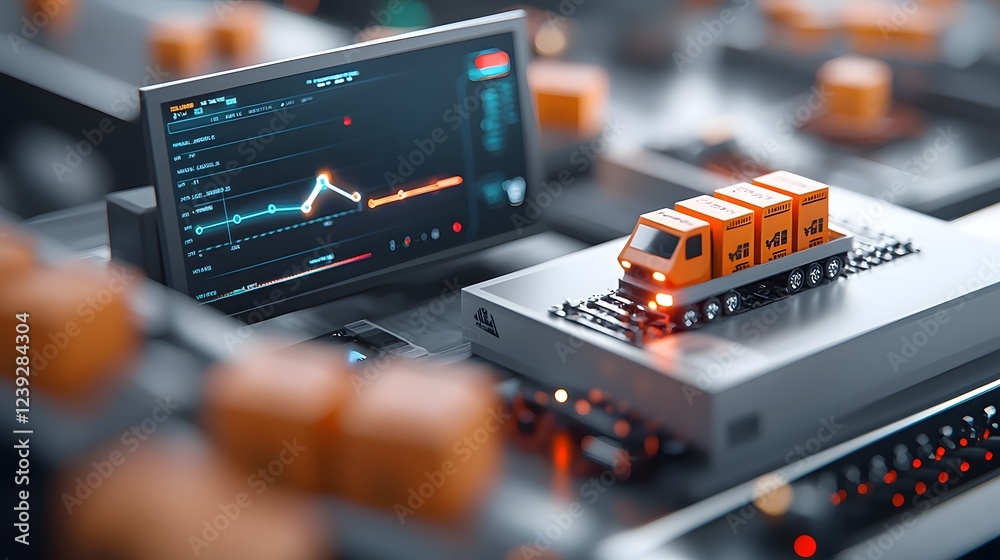 Poster futuristic data visualization dashboard displaying real time analytics and insights for shipping rou