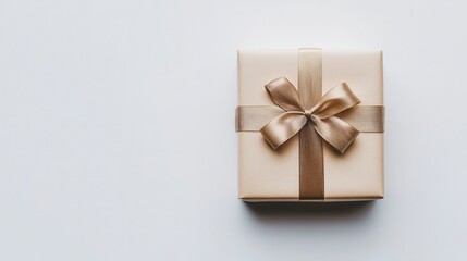 A beautifully wrapped gift box with a gold ribbon, perfect for special occasions and celebrations.