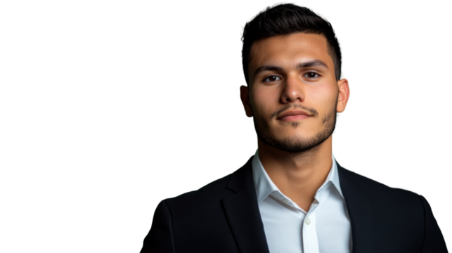 Confident businessman posing on transparent background