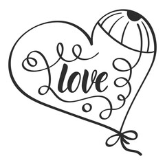 Hand drawn heart isolated. Design element for love concept. Doodle sketch red heart shape.