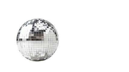 Silver disco ball on transparent background