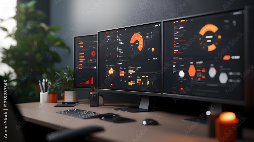 Poster futuristic logistics control center with real time data monitoring and optimized workflow management