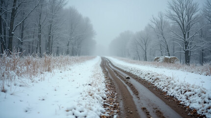 Obraz premium Muddy snow. Thawing snow