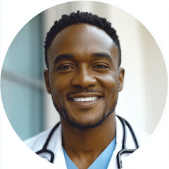 Round logo avatar icons for doctor or doctors. Patient support service to insert on your medical care or medical clinic website.