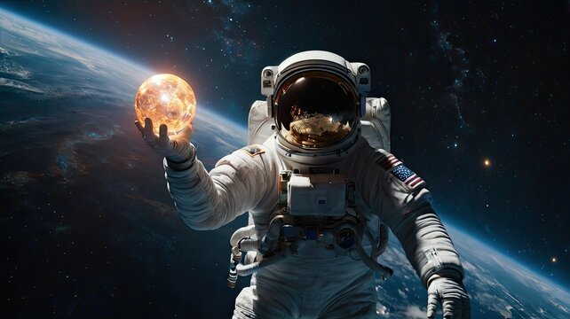 Astronaut in outer space. Elements of this image , amazing view.