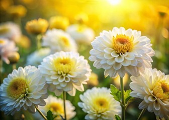 Fototapeta premium Vibrant Spring Chrysanthemums: Blooming Flowers in a Pastoral Landscape