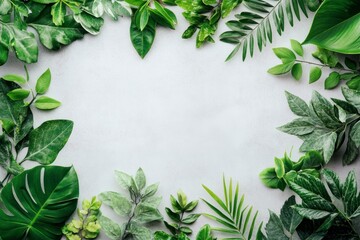 Naklejka premium Lush Green Leaves Frame Background Image for Design