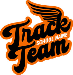 track team design with wings for school, college or league sports