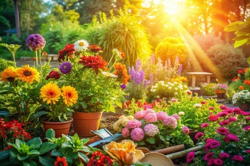 Fototapeta premium Vibrant Summer Garden: Gardening Tips for Lush Outdoor Spaces