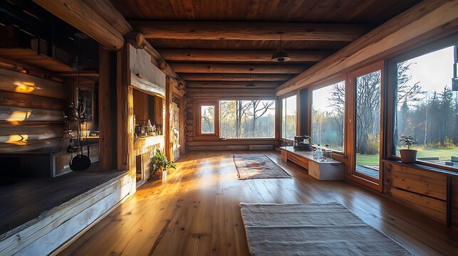 It an incomplete log house inside