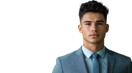 Confident businessman posing on transparent background