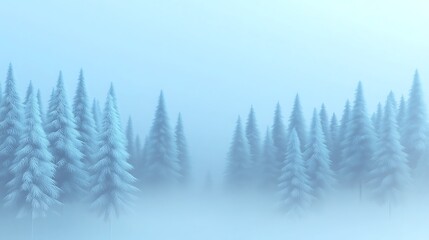 Serene Winter Forest in Misty Blue Hues