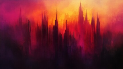 Fiery Cityscape Silhouette at Sunset