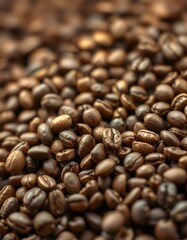 Fototapeta premium High-quality roasted coffee beans arranged in a rich brown pile ready for brewing and enjoying a flavorful cup