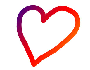 gradient blue red heart icon isolated on transparent background with copy space for text