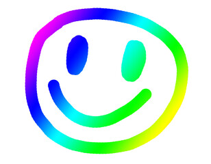 funny child´s rainbow gradient smiley face icon isolated on white background