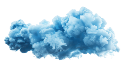 Explosion blue cloud on transparent background 