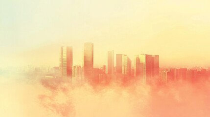 Fototapeta premium City Skyline at Sunset with Fog