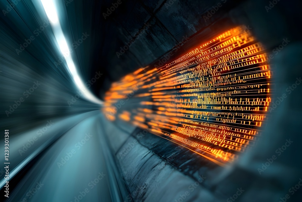Poster intricate glowing data streams and lines of code pulsing across a shadowy futuristic landscape captu