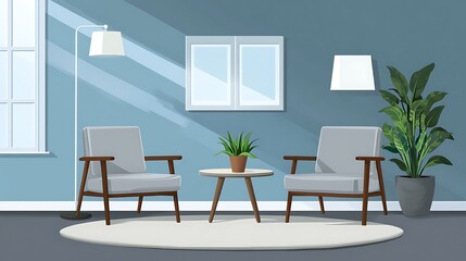 Modern Living Room Interior Design With Two Chairs