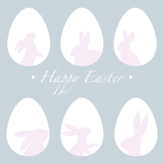 Easter bunnies in egg forms. Happy Easter. Vector EPS 10