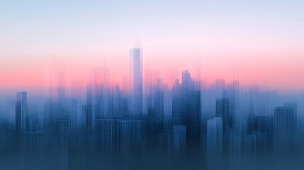 Fototapeta premium Pink And Blue City Skyline At Sunset