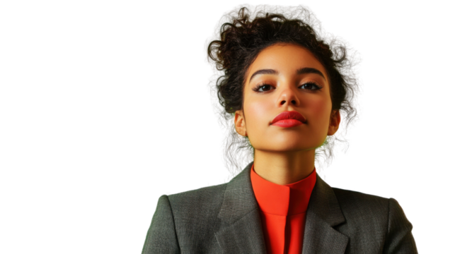 Confident businesswoman posing on transparent background