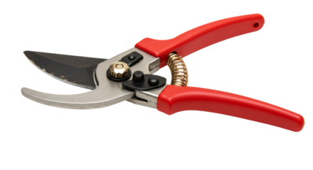 A Sharp Pruning Shears with Red Rubber Grips