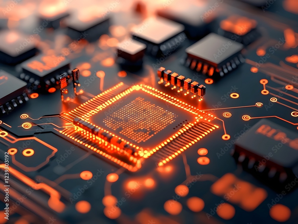 Poster layered patterns of binary code and circuit board designs exhibiting ethereal luminescence and vivid