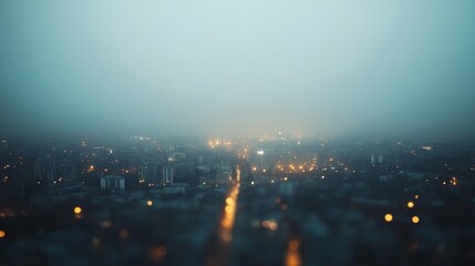 Obraz premium Blurry Night City Lights in Fog