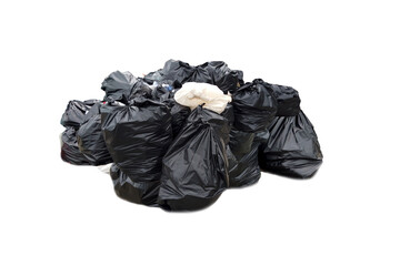 Overflowing Trash Bags: A close-up view of a heap of overflowing black trash bags, their contents concealed, creating a poignant image of excess and waste.