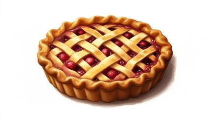 Classic Lattice Top Pie with Red Filling and Golden Crust