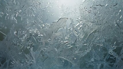 Obraz premium Intricate Ice Crystals Forming Patterns on a Frosty Surface