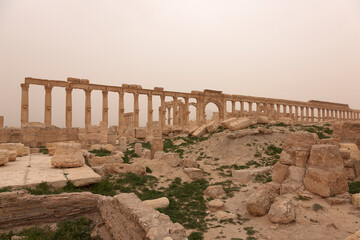 Syria Palmyra view on a cloudy spring day