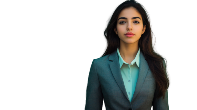 Confident businesswoman posing with transparent background