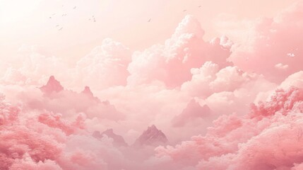 Fototapeta premium Pink Pastel Landscape Dreamy Cloudscape