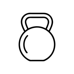 Kettlebell icon. Black linear icon of kettlebell for working out. Vector illustration