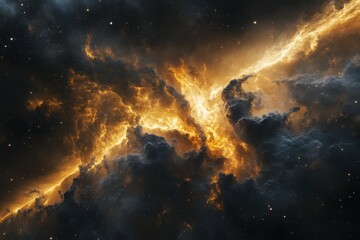 Fototapeta premium Stunning cosmic nebula featuring swirling clouds and vibrant colors in deep space