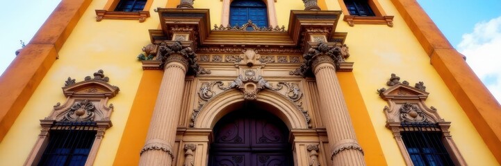 Obraz premium Ornate Rosario dos Pretos church facade, Bahia , church, historical, ornate