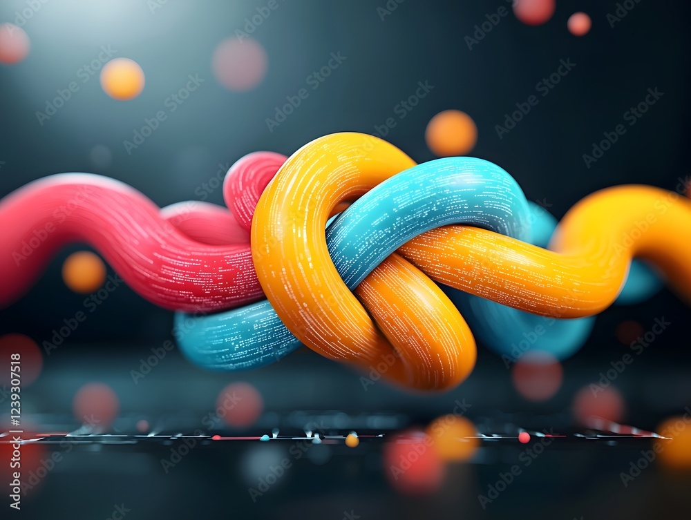 Poster mesmerizing algorithmic pathways of vibrant neon like code and information a captivating digital sho