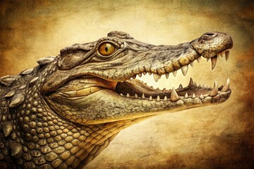 Obraz premium Vintage Style Alligator Pencil Drawing: Detailed Scales & Teeth