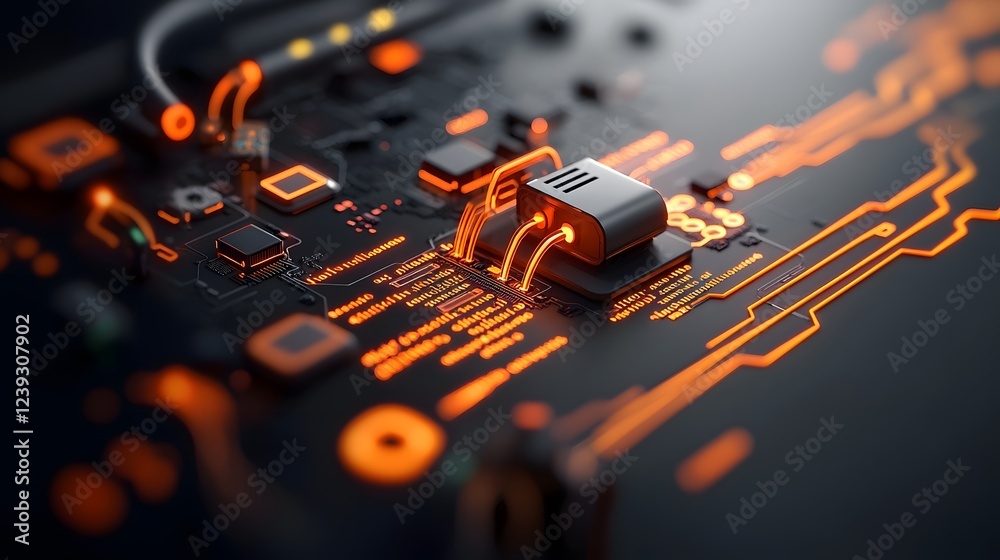 Poster mesmerizing digital landscape cyberpunk inspired abstract technological composition featuring stream
