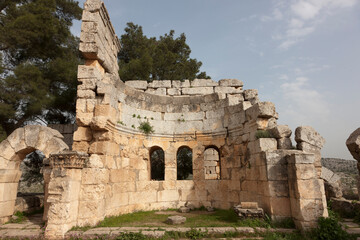 Fototapeta premium Kalat Siman Syria Monastery of Simeon the Stylite on a cloudy spring day