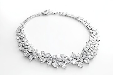 Obraz premium Silver necklace isolated on white background