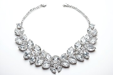 Obraz premium Silver necklace isolated on white background