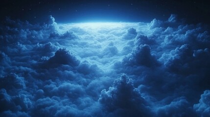 Blue Cloudscape at Night Under Starry Sky