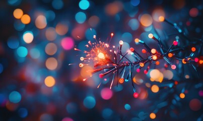 Vibrant Sparkling Festive Lights on a Glowing Background with Bokeh Effect Creating a Magical and Enchanting Atmosphere for Celebrations and Events